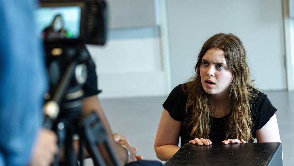 A student on LAMDA's screen acting short course